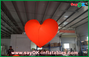 Indoor Event Red Inflatable LED Light wiszące Heart 2M Decorative with Led