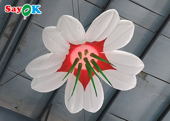 Dostosowany gigantyczny nadmuchiwany kwiat wiszący ponton ślubny LED dekoracja kwiatowa