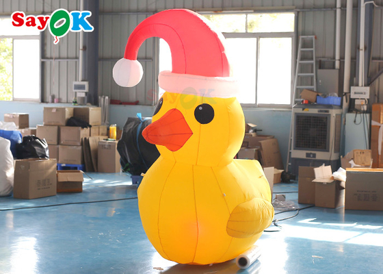 Żółta 2-metrowa nadmuchiwana świąteczna kaczka z kapeluszem Dekoracja dziedzińca