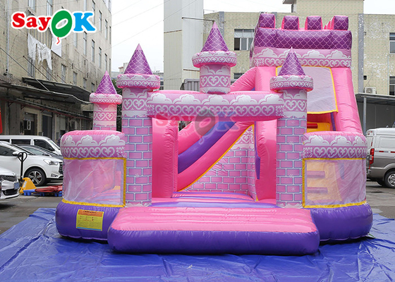 Różowa Księżniczka Nadmuchiwany Zamek Zjeżdżalnia Dziewczyny Bawiące Się Nadmuchiwany Bounce Dom Do Parku Rozrywki