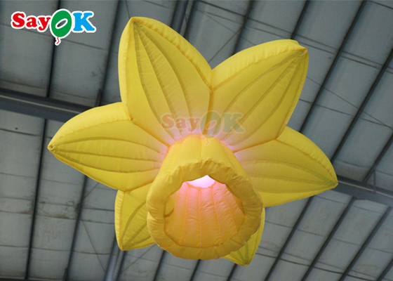 Żółta 1,0 m Nadmuchiwana dekoracja świetlna Wiszące kwiaty róży z diodą LED