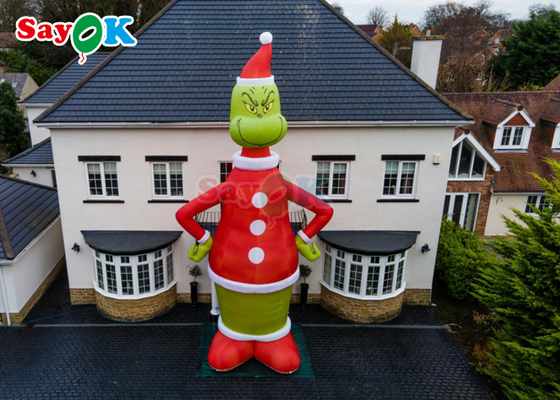 30ft Grinch Wydmuchany postaci kreskówkowe Zielony potwór Świąteczny kapelusz domowy Wydmuchany dekoracja stojąca