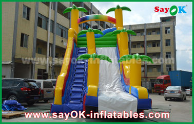 Wydrukowany skok / bezpieczeństwo PVC Tarpaulin Wydrukowany skok Slide Żółty / Niebieski Kolor do zabawy