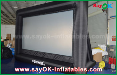 Ekrany filmowe na podwórku PVC Niestandardowy biały / czarny nadmuchiwany ekran projekcyjny z ramą Zatwierdzenie SGS