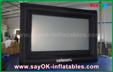 Ekrany filmowe na podwórku PVC Niestandardowy biały / czarny nadmuchiwany ekran projekcyjny z ramą Zatwierdzenie SGS