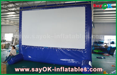Duży nadmuchiwany ekran filmowy Niebieski nadmuchiwany ekran filmowy na zewnątrz dostosowany do reklamy / imprezy / wydarzenia