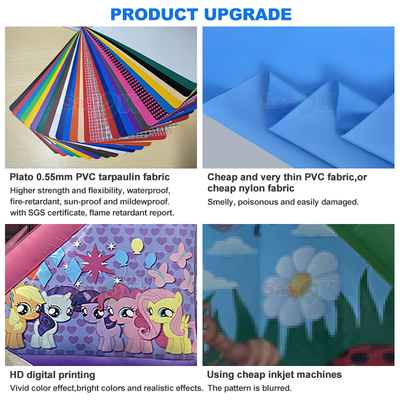 Darmowy projekt 3D 0,55 mm PVC Tarpaulin Świąteczny Nadmuchany Odbiór Zamek Piernik Odbiór Dom z dmuchawką