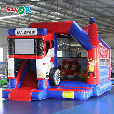 Sayok Brandweer Themed Inflatable Slide Bounce House Combo Fire Truck Inflatable Bouncy Castle for Kids