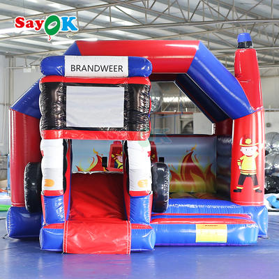 Sayok Brandweer Themed Inflatable Slide Bounce House Combo Fire Truck Inflatable Bouncy Castle for Kids