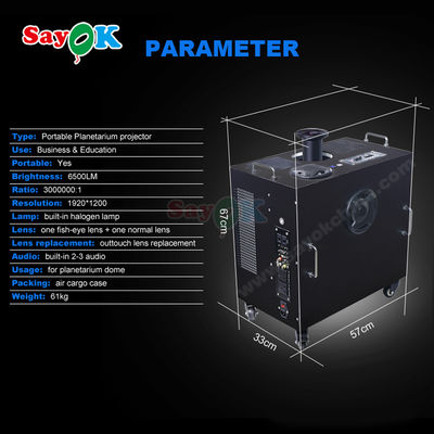 Sayok 6500LM Przenośne Namiot Planetarium z 1-roczną Gwarancją i 4 Kołami do Projekcji Fulldome HD