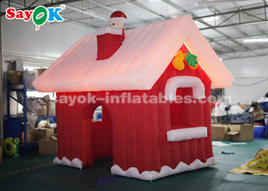 SGS ROHS Nadmuchiwany świąteczny dom Świętego Mikołaja Czerwony + biały kolor