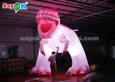 4m Różowy nadmuchiwany dinozaur do świątecznej dekoracji Odporny na wilgoć Wysoka szczelność powietrzna