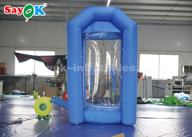 Cube Blue Inflatable Money Booth Machine With Air Blower For Advertising