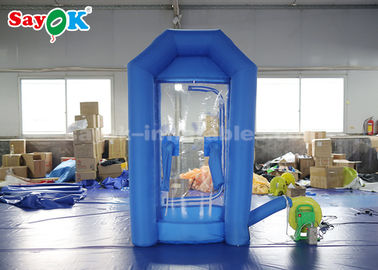 Cube Blue Inflatable Money Booth Machine With Air Blower For Advertising