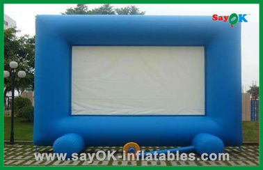 Wysadzony ekran projektora Nadmuchiwany ekran filmowy w kolorze niebieskim / szary nadmuchiwany billboard