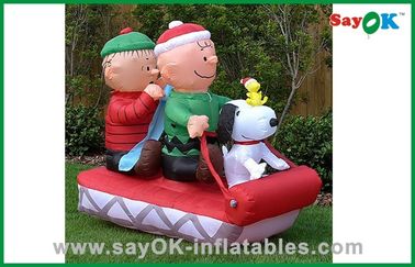 Christmas Inflatable Family with dog in sled Do dekoracji świątecznej