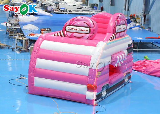 Nadmuchiwany namiot roboczy 4.5x3x3.8m różowy kształt samochodu nadmuchiwany namiot pneumatyczny cukierki jedzenie nici stoisko na zewnątrz