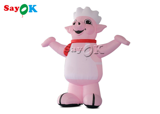 Wydmuchiwane balony reklamowe 4m 13ft maskotka Różowa Blow Up postaci kreskówkowe Świnia Model kucharza dla otwarcia restauracji