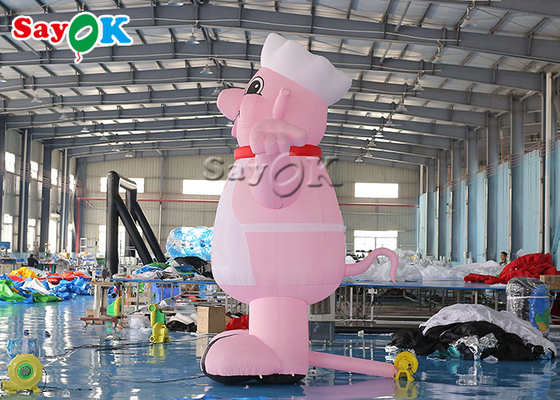 Wydmuchiwane balony reklamowe 4m 13ft maskotka Różowa Blow Up postaci kreskówkowe Świnia Model kucharza dla otwarcia restauracji