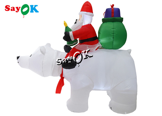 6 stóp Xmas Nadmuchiwane dekoracje świąteczne Podwórko Trawnik Wysadź Świętego Mikołaja jedzie niedźwiedź polarny