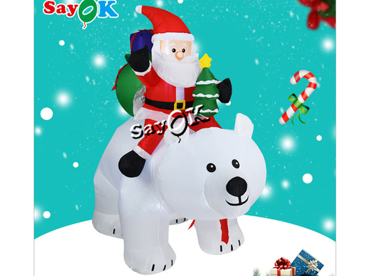 6 stóp Xmas Nadmuchiwane dekoracje świąteczne Podwórko Trawnik Wysadź Świętego Mikołaja jedzie niedźwiedź polarny