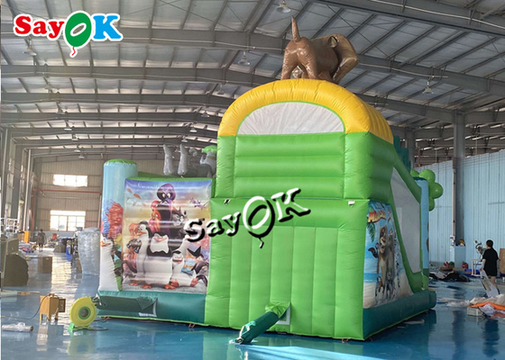 Madagaskar Alitt Wild Theme Inflatable Bounce House Slide Combo Custom 5,5 m 18 stóp