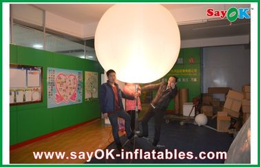 2m DIA nadmuchiwana dekoracja oświetleniowa, biała LED Stand Ball z nylonową tkaniną do reklamy