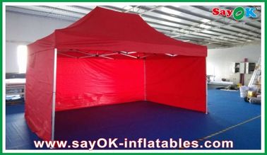 Namiot imprezowy z baldachimem Oxford Cloth Wytrzymały namiot Pop-Up Aluminiowe ramy Czerwone z nadrukiem