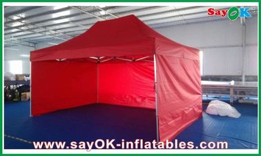 Namiot imprezowy z baldachimem Oxford Cloth Wytrzymały namiot Pop-Up Aluminiowe ramy Czerwone z nadrukiem