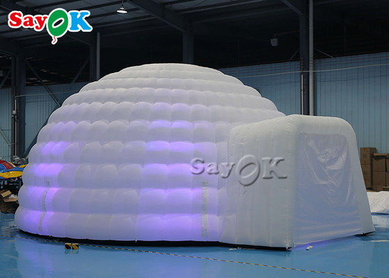 Biały nadmuchiwany namiot kopułowy Igloo ze światłami LED na imprezy weselne