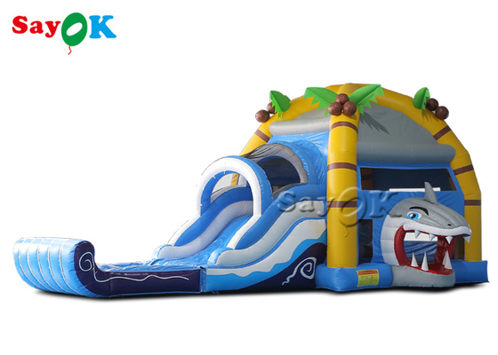 Nadmuchiwany domek z motywem rekina Plac zabaw dla dzieci ze zjeżdżalniami