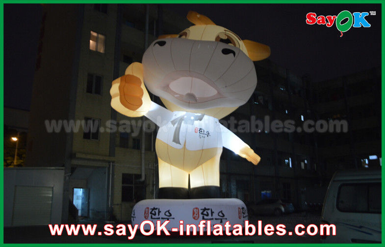 Reklama 10m Giant Oxford Cow Inflatable Cartoon White Color With Led Light