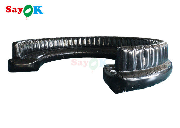 Czarna, hermetyczna sofa nadmuchiwana z PCV o grubości 0,6 mm do półkola