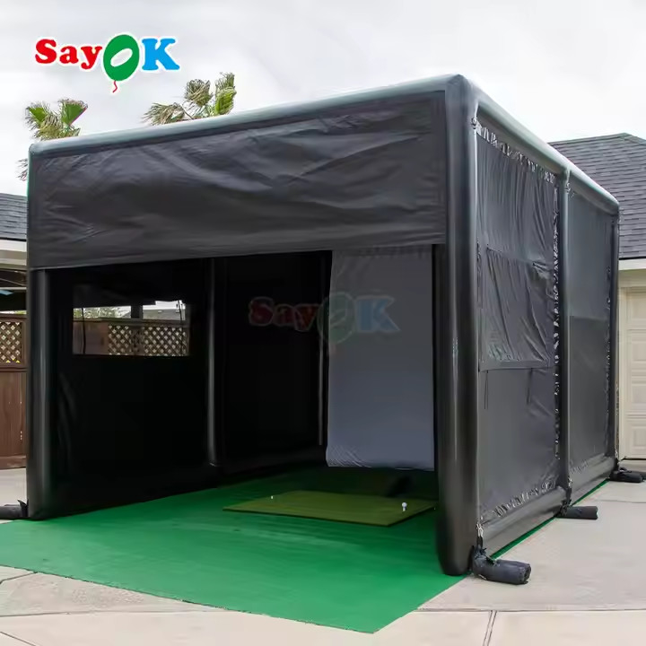 Sprzedaż hurtowa namiot symulator golfowy na zewnątrz, przenośny, nadmuchowy