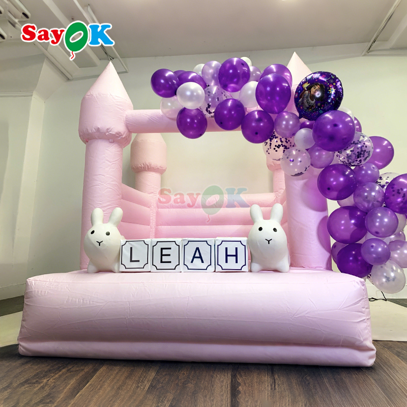 Sayok Pink Inflatable Small Bounce House White Inflatables Boucy Castle na przyjęcie urodzinowe