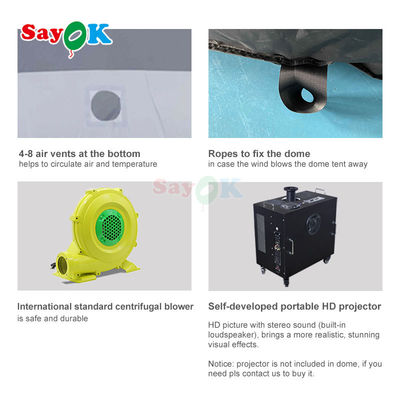 5m Diameter Inflatable Planetarium Dome with Free 3D Design and Emergency Escape for Schools