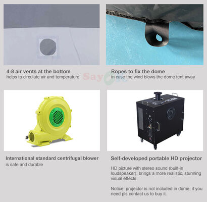 Zewnętrzny 100% zaciemniający nadmuchiwany namiot projekcyjny Kopuła Planetarium dla dzieci Edukacja szkolna Nadmuchiwana kopuła planetarium o średnicy 5m