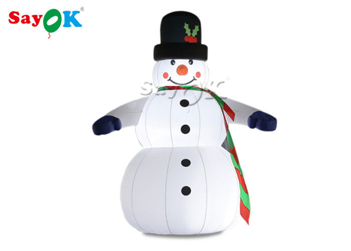 Nadmuchiwane ozdoby świąteczne Oxfor Cloth na sobie czarny kapelusz i rękawiczki wysadzić w powietrze świątecznego bałwana